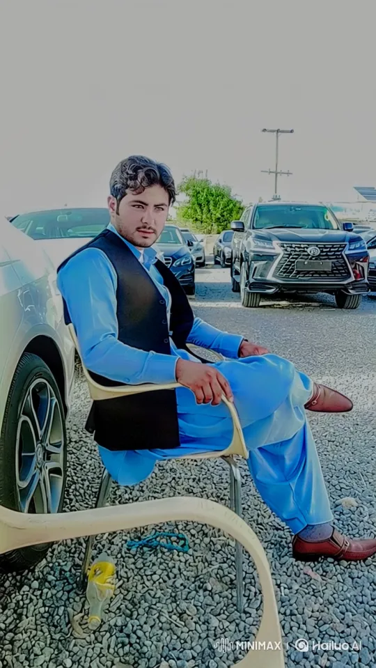 Young Man in Blue Attire Amidst Gravel Lot – AI Generated Video | Hailuo AI