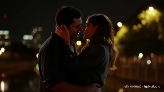 Romantic Couple's Intimate Kiss in City Night – AI Generated Video | Hailuo AI