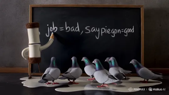 Skebob Provokes Pigeons to Splash Milk in Chaos – AI Generated Video | Hailuo AI