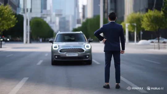 Confident Man Enters MINIMAXROO Car, Drives Away – AI Generated Video | Hailuo AI