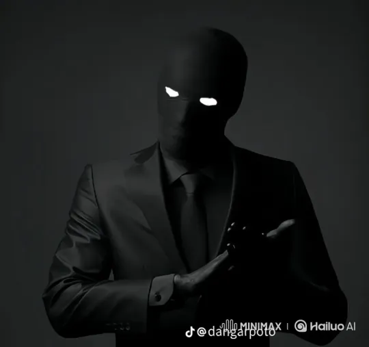 Mysterious Figure in Black Suit with Glowing Eyes – AI Generated Video | Hailuo AI