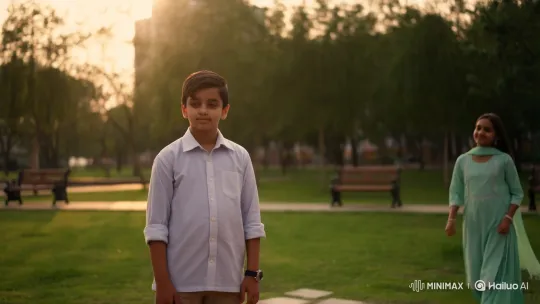 Golden Hour: Boy and Pakistani Girl's Serene Encounter – AI Generated Video | Hailuo AI