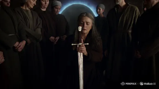 Grieving Mother Holds Son's Bloodied Sword – AI Generated Video | Hailuo AI