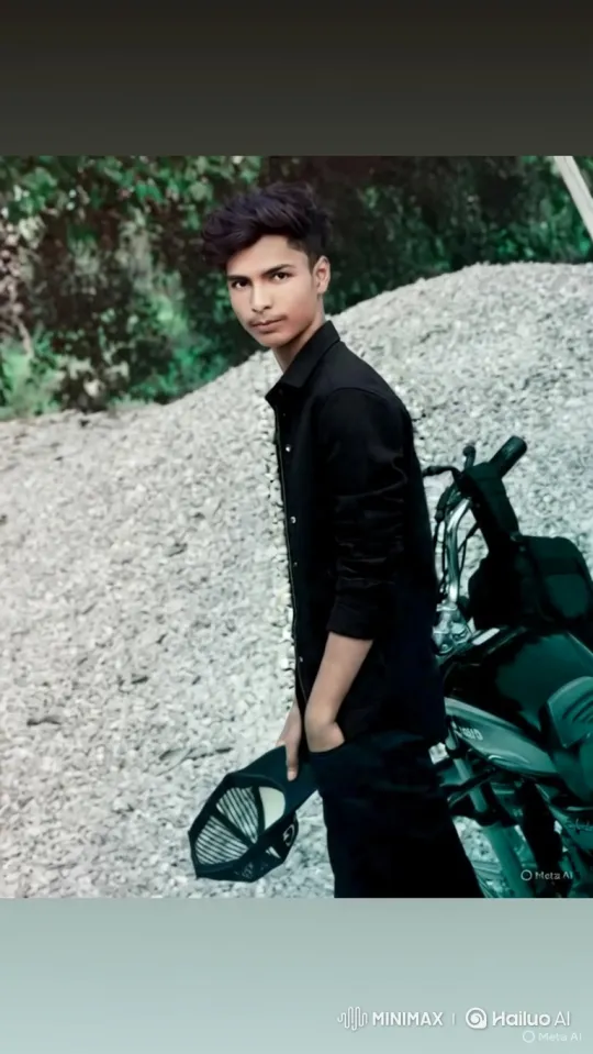 Young Man Prepares to Ride Motorcycle – AI Generated Video | Hailuo AI