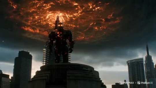 Devil Superman Emerges, Shaking the City in Fiery Descent – AI Generated Video | Hailuo AI