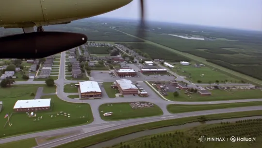 Aerial Pan of 1950s American Town Smithville – AI Generated Video | Hailuo AI