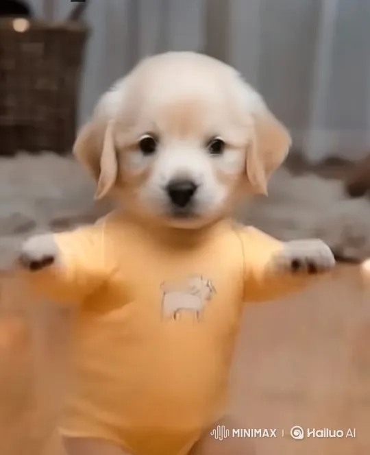 Golden Retriever Puppy Enjoys Watermelon Treat – AI Generated Video | Hailuo AI