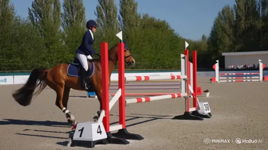 Young Rider and Horse Perform Perfect 1.30m Show Jump – AI Generated Video | Hailuo AI