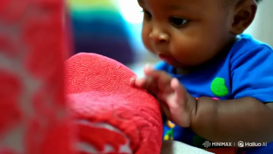 Innocent Curiosity: Aesthetically Framed Baby Watching Object – AI Generated Video | Hailuo AI