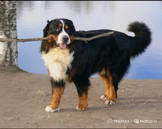 Bernese Mountain Dogs Playfully Exit Freezer – AI Generated Video | Hailuo AI