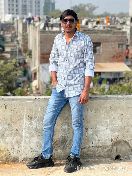 Young Man on Rooftop: Confident Pose in Cityscape – AI Generated Video | Hailuo AI
