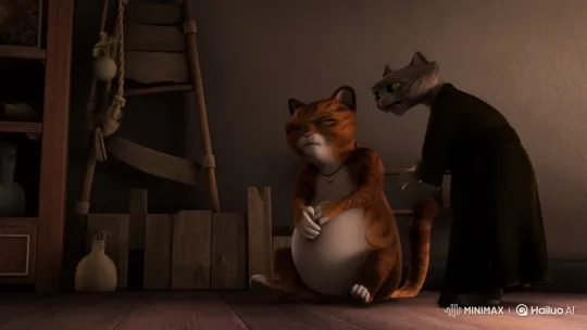 Distressed Pregnant Cat Endures Abuse from Husband – AI Generated Video | Hailuo AI