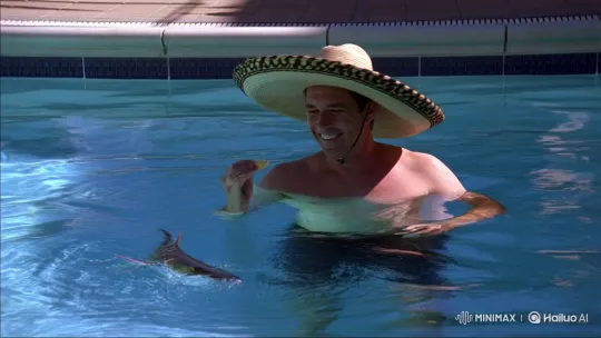 Swimming Coach Laughs Feeding Piranha in Pool – AI Generated Video | Hailuo AI