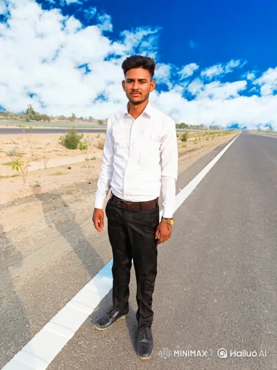 Contemplative Young Man on Empty Road with Sky Background – AI Generated Video | Hailuo AI