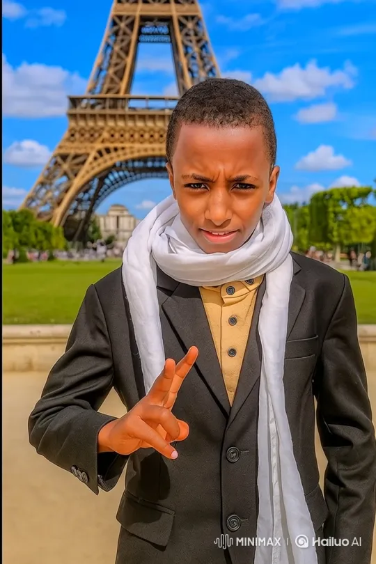 Stylish Young Man Poses with Eiffel Tower in Paris – AI Generated Video | Hailuo AI