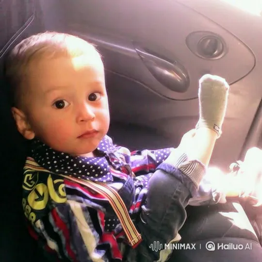 Boy in Car Seat Experiences Melancholy Moment – AI Generated Video | Hailuo AI