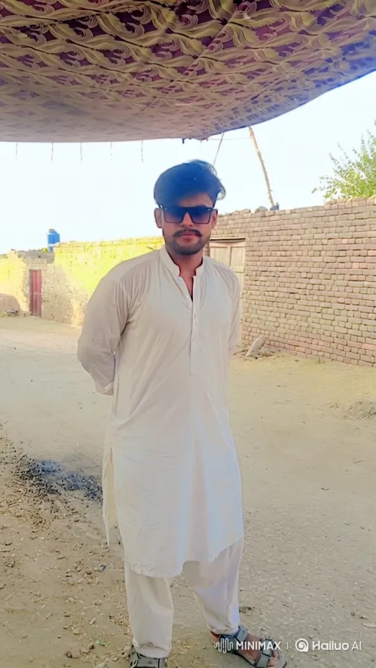 Young Man in White on Sunlit Village Path – AI Generated Video | Hailuo AI