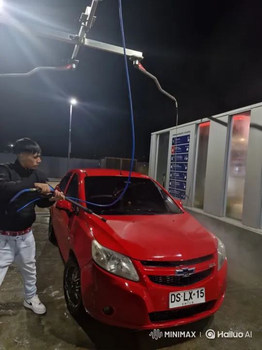 Young Man Washes Red Car with Simulated Air Suspension Deflation – AI Generated Video | Hailuo AI