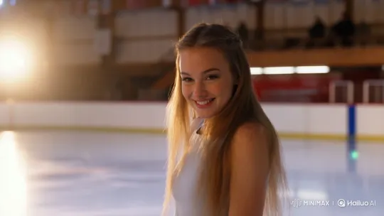 Young Woman Delights in Elegant Ice Skating Performance – AI Generated Video | Hailuo AI