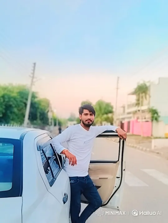 Young Man Enjoying a Quiet Moment by a Car – AI Generated Video | Hailuo AI