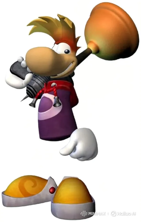 Rayman Fires Plunger Weapon at Chaotic Rabbids – AI Generated Video | Hailuo AI