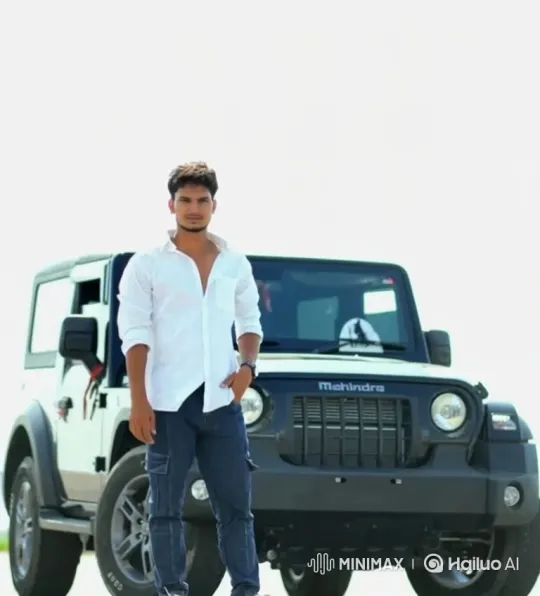 Confident Man Poses with Off-Road Vehicle – AI Generated Video | Hailuo AI