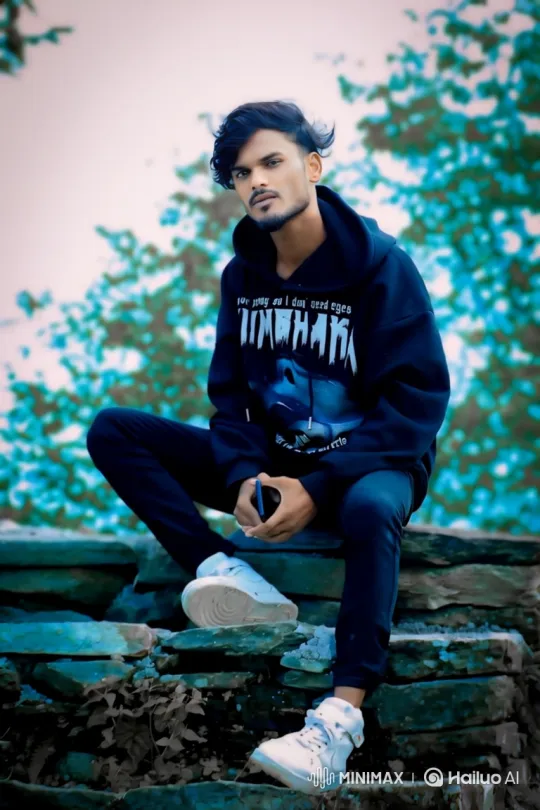 Young Man in Black Hoodie Stares Intently at Camera – AI Generated Video | Hailuo AI