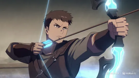 Magical Archer in Tense Stance with Glowing Bow – AI Generated Video | Hailuo AI