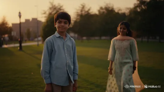 Golden Hour Park Encounter: A Gentle Smile – AI Generated Video | Hailuo AI