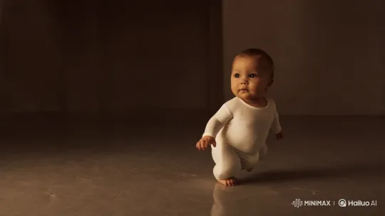 Toddler Vomits Fire in Dark Minimalist Room – AI Generated Video | Hailuo AI