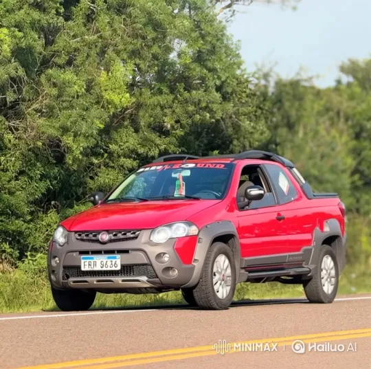Red Fiat Strada Lowers on the Road – AI Generated Video | Hailuo AI