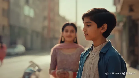 Pakistani Girl Meets Boy on Sunlit Street – AI Generated Video | Hailuo AI