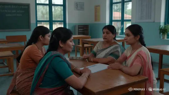 Female Teachers Discuss Seriously in School Staff Room – AI Generated Video | Hailuo AI