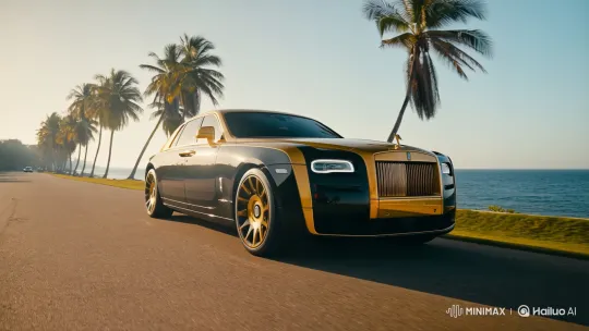 Rolls-Royce Luxury Drive on Coastal Road – AI Generated Video | Hailuo AI