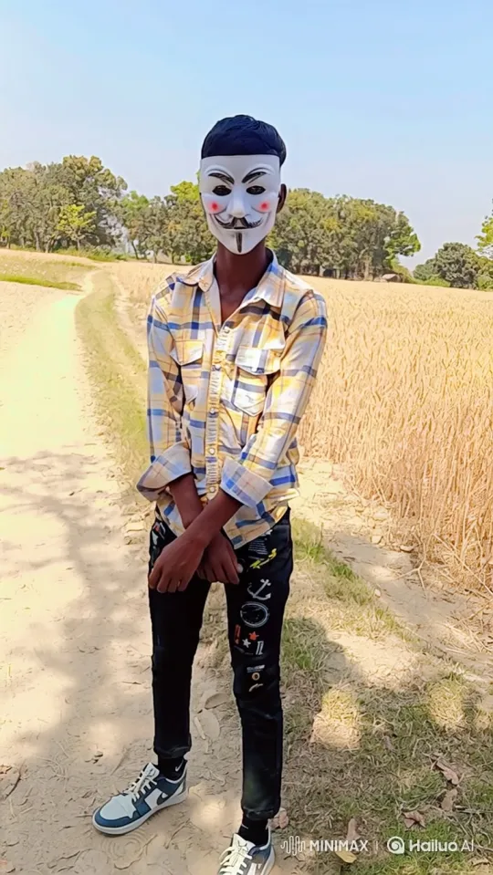 Young Man in Guy Fawkes Mask Meets Figure Resembling Modi – AI Generated Video | Hailuo AI