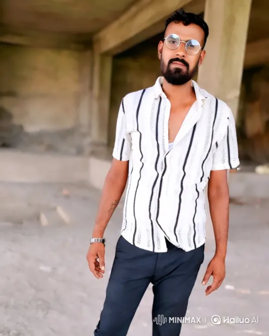 Man in Striped Shirt Meets Modi Lookalike in Concrete Structure – AI Generated Video | Hailuo AI