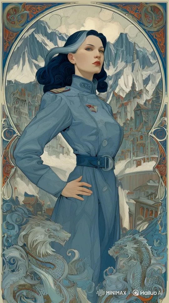 Stately Woman Commands Attention Amidst Winter Majesty – AI Generated Video | Hailuo AI