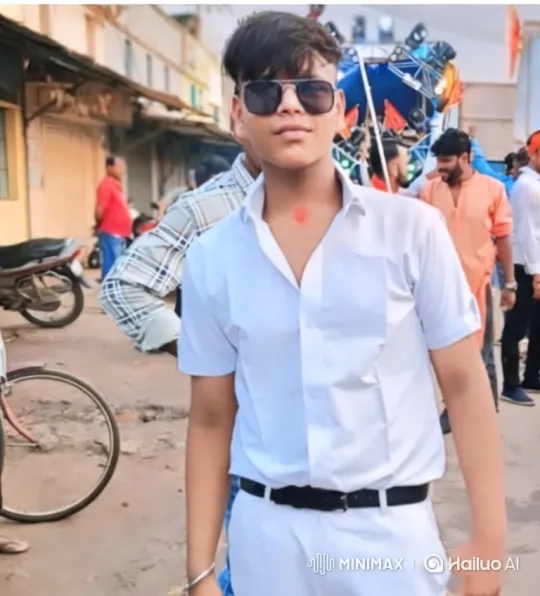 Young Man in White Stands Amidst Busy Street Scene – AI Generated Video | Hailuo AI