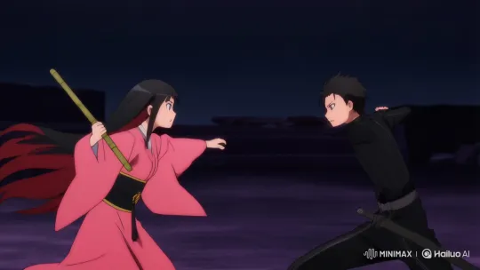 Nezuko vs. Kirito: Intense Anime-Style Duel – AI Generated Video | Hailuo AI