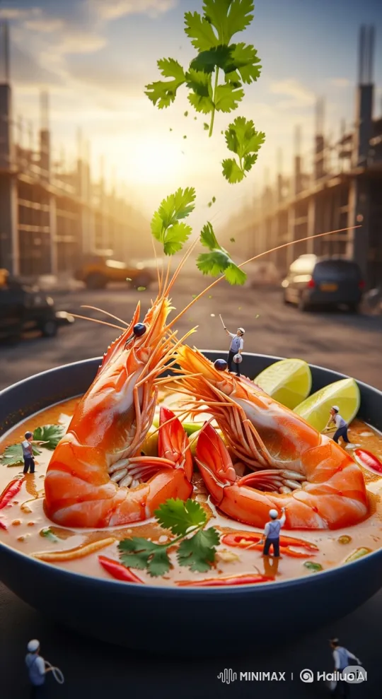 Surreal Miniature World: Shrimp Soup Preparation – AI Generated Video | Hailuo AI