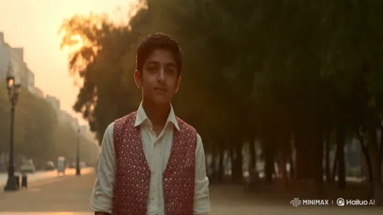 Golden Hour Park Encounter: Boy and Pakistani Girl Share a Moment – AI Generated Video | Hailuo AI