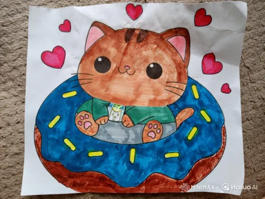 Adorable Cat in a Donut Illustration with Gentle Movements – AI Generated Video | Hailuo AI