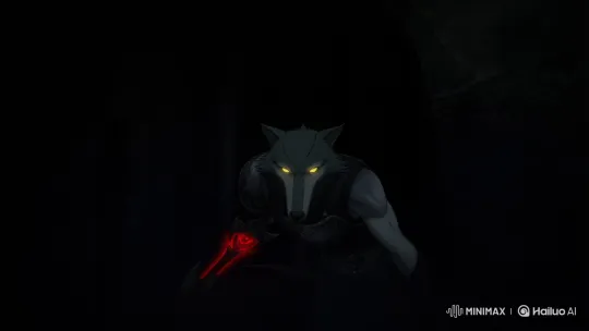 Grey Werewolf Rogue Leaps with Cursed Sword – AI Generated Video | Hailuo AI