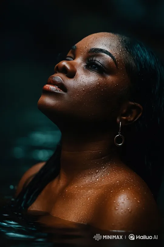 Intimate Portrait of a Woman in Dark Water – AI Generated Video | Hailuo AI
