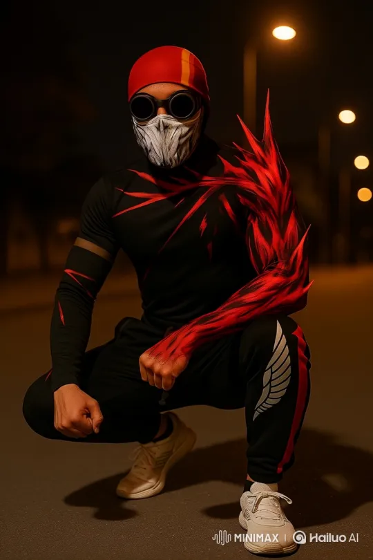 Costumed Figure Stands and Walks Away at Night – AI Generated Video | Hailuo AI