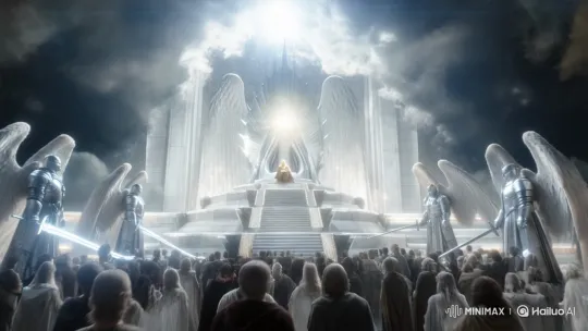 Epic Judgment Scene: Peoples, Angels, and God's Throne – AI Generated Video | Hailuo AI