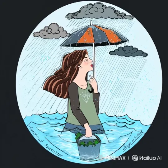 Young Woman Meditates in Rain with Frogs – AI Generated Video | Hailuo AI