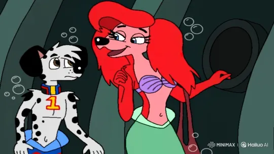 Underwater Mermaid and Dalmatian's Dramatic Mood Shift – AI Generated Video | Hailuo AI