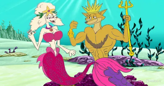 Transformation of Poodle Mermaid into Buff Merpoodle Queen – AI Generated Video | Hailuo AI