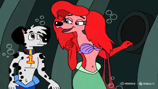 Anthropomorphic Dogs Share a Tender Underwater Moment – AI Generated Video | Hailuo AI